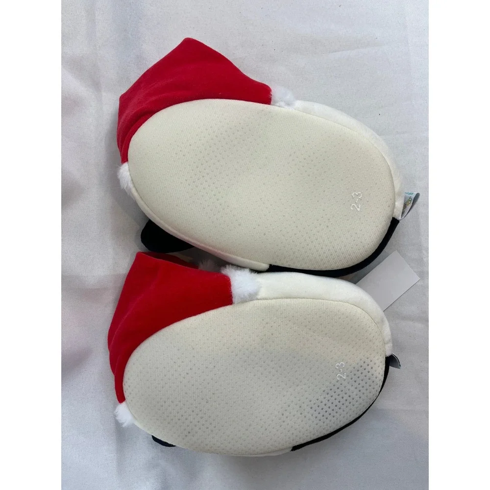 Squishmallows Santa Hat Cat Slippers‎ Off-White Red Holiday Kids Size 2/3 NEW